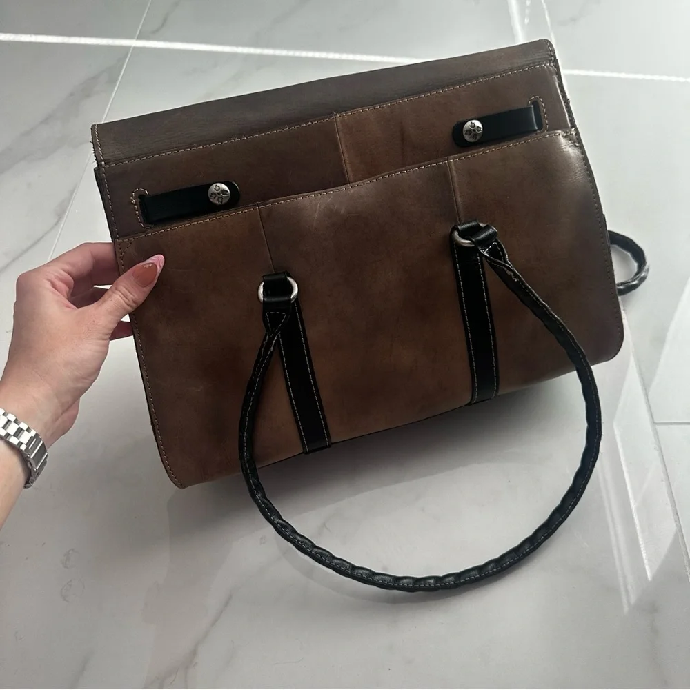 Patricia Nash Vienna Satchel Brown Leather Vintage Style Shoulder Bag